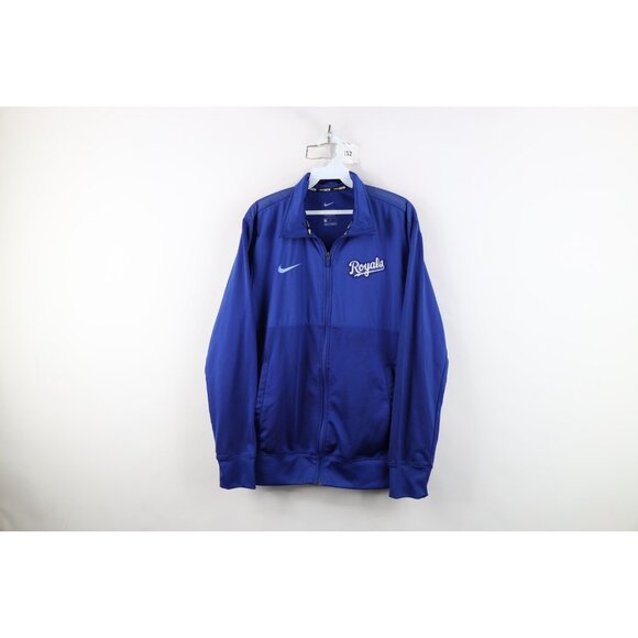 Nike Baseball Mens Medium Distressed Kansas City Royals Full Zip Jacket Blue - Picture 1 of 16